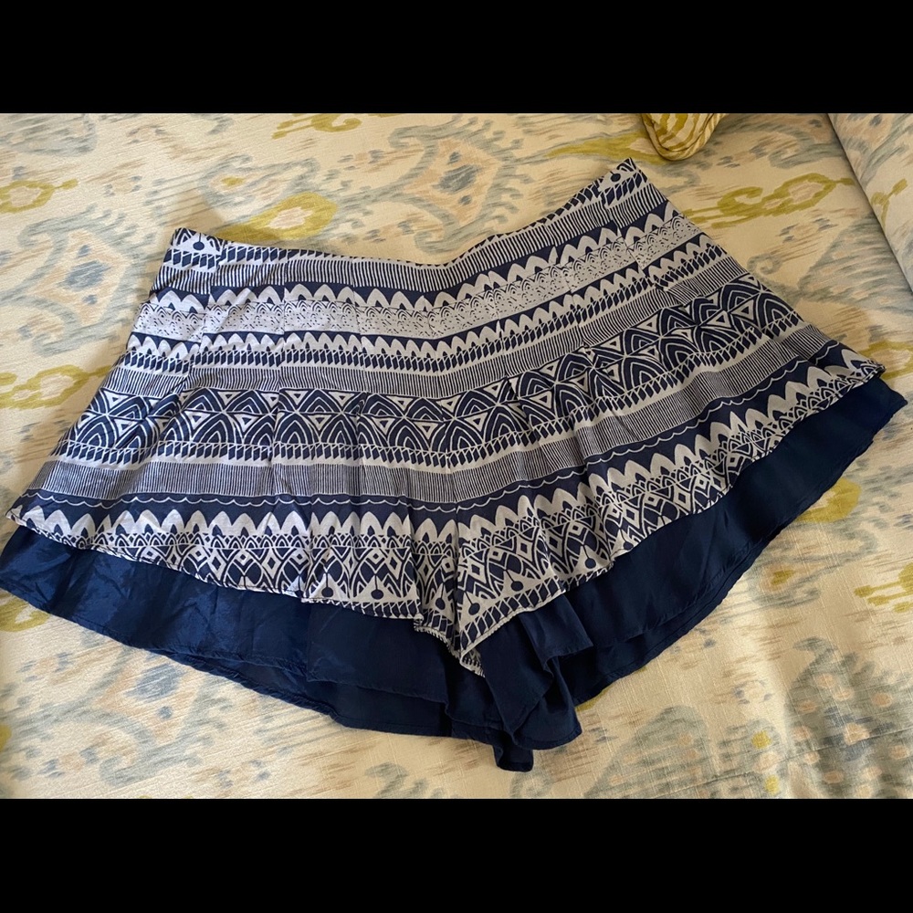 Free People Navy and White Patterned Women Shorts